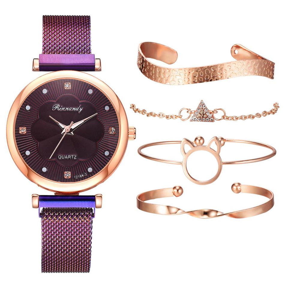 Luxury Ladies Quartz Wrist Watch Bracelet Set