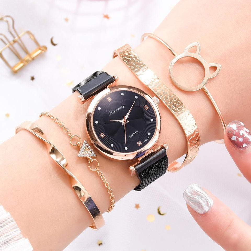 Luxury Ladies Quartz Wrist Watch Bracelet Set