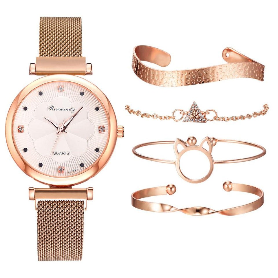 Luxury Ladies Quartz Wrist Watch Bracelet Set