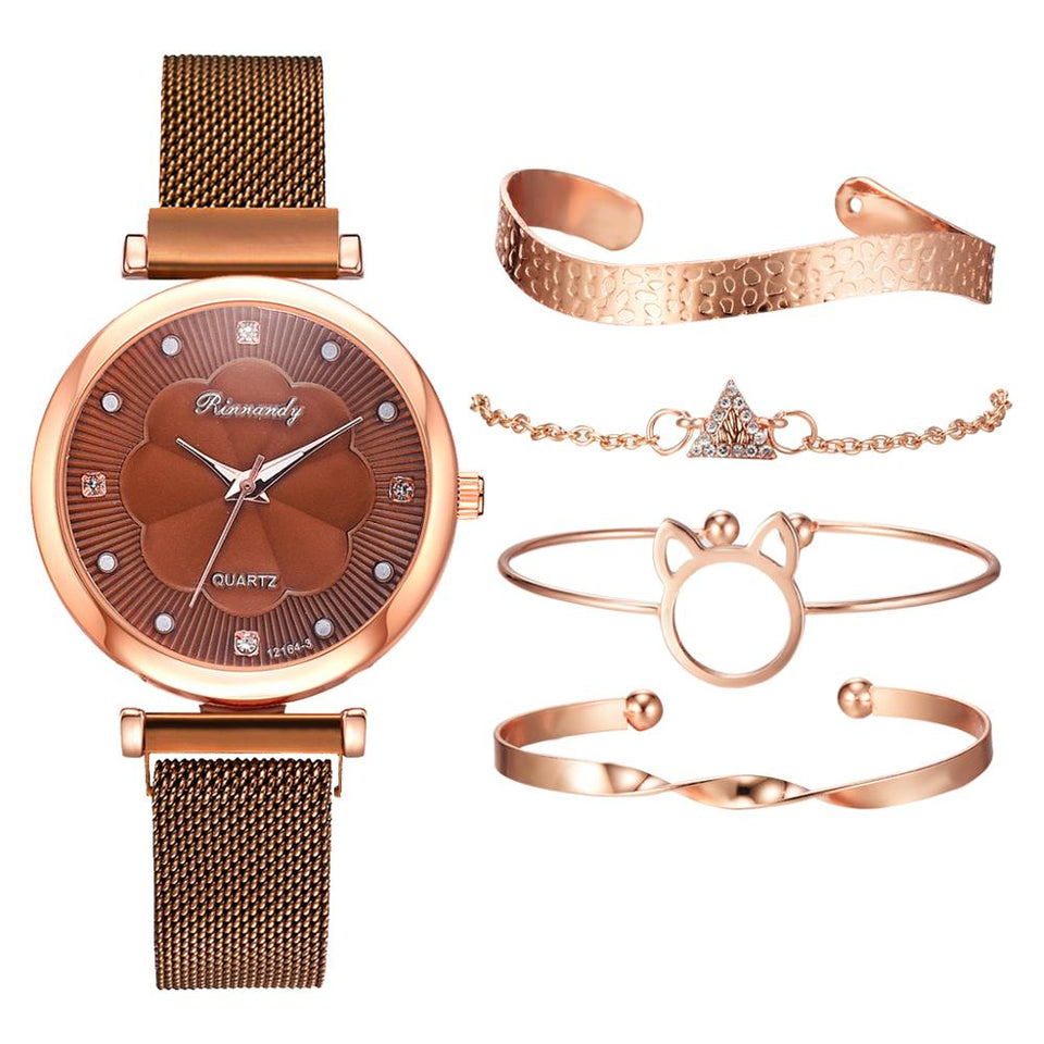 Luxury Ladies Quartz Wrist Watch Bracelet Set