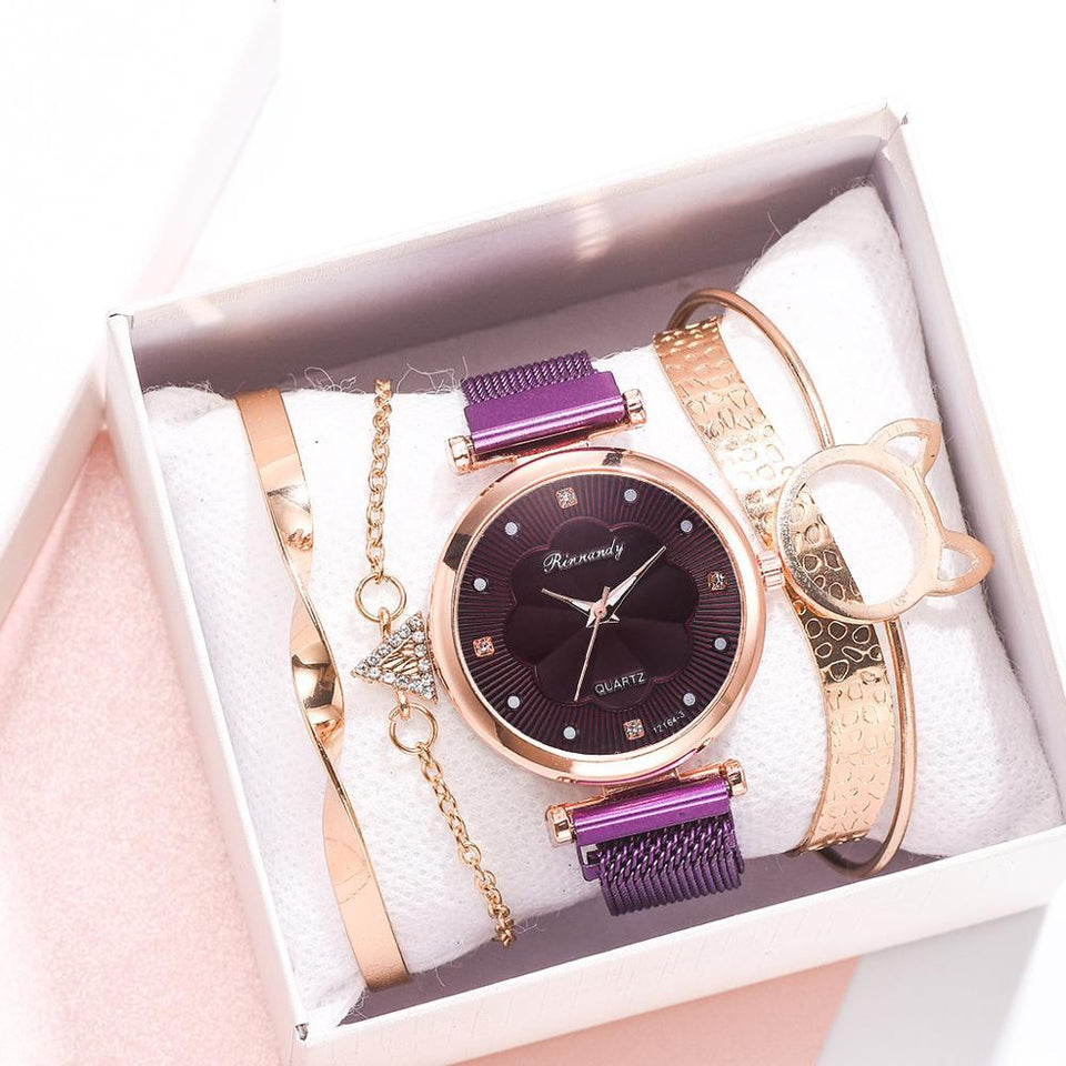 Luxury Ladies Quartz Wrist Watch Bracelet Set