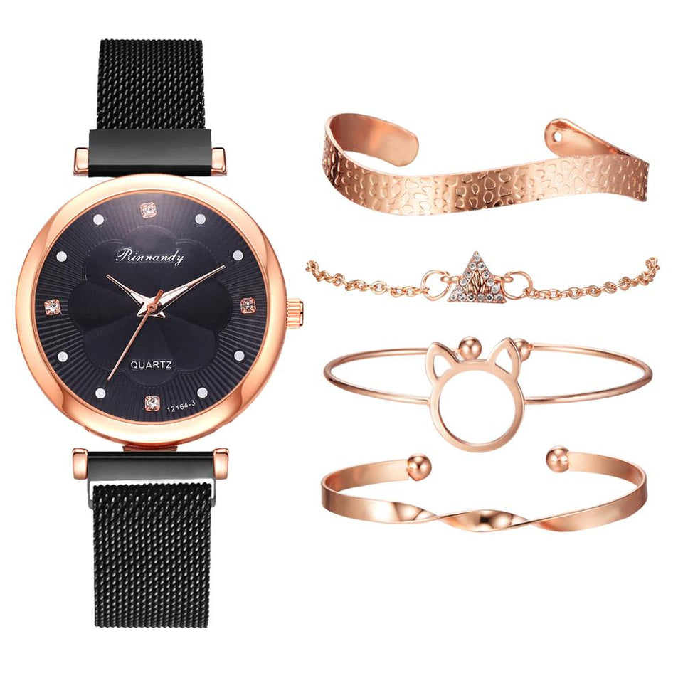 Luxury Ladies Quartz Wrist Watch Bracelet Set