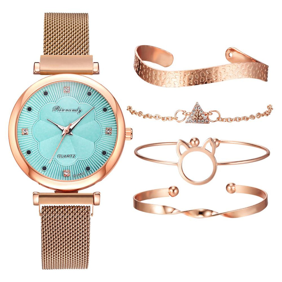 Luxury Ladies Quartz Wrist Watch Bracelet Set