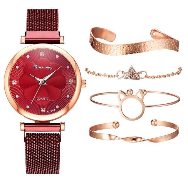 Luxury Ladies Quartz Wrist Watch Bracelet Set